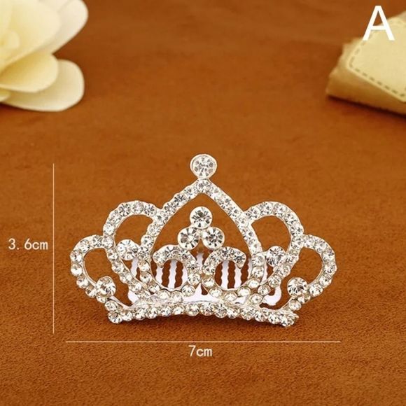 Girls Mini Rhinestone Tiara Crowns Hairpin Combs New Set Of 6! Multiple Styles - Picture 4 of 11